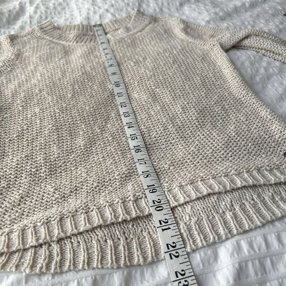 TNA Aritzia Cotton/Linen Loose Knit Sweater XS Cream Prep Coastal Fisherman - Picture 15 of 16